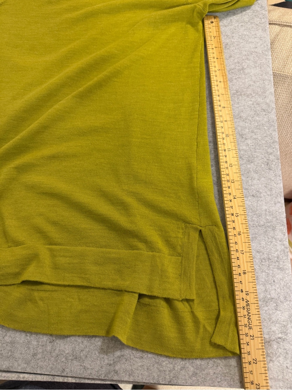 J. Jill 100% Merino Wool Tunic Sweater Small Green Hi Low Side Slit Knit - Picture 11 of 11